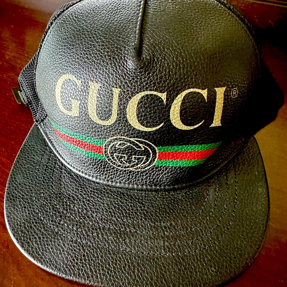 Gucci Leather Logo Hat